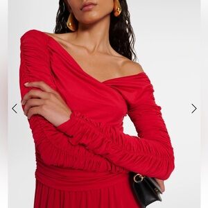 Altuzarra Charlotte gown off-the-shoulder in red grenadine